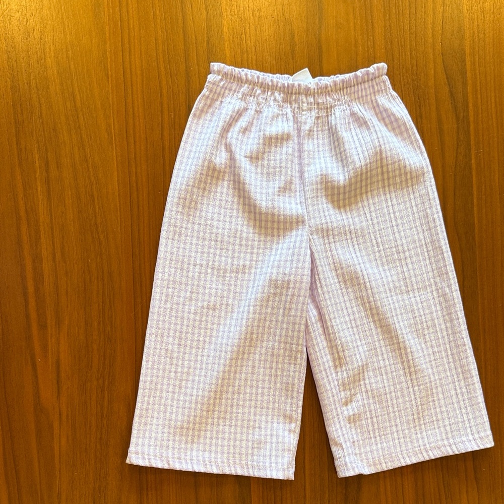 Zara Lavender Check Cropped Wide-Leg Pants